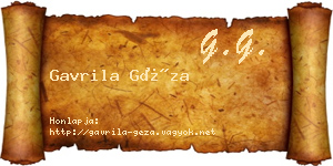 Gavrila Géza névjegykártya